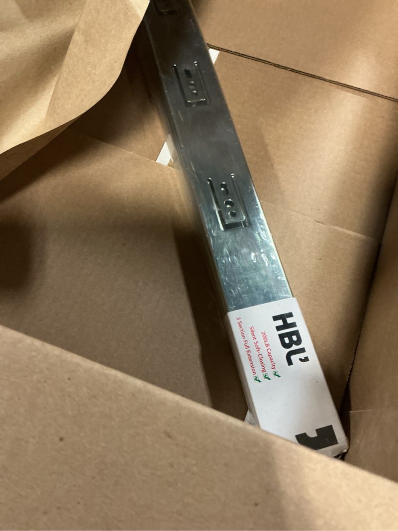 Condition photo showing Good Condition for 1 pair | soft close drawer slides 22 inch, hbl’ heavy duty cabinet drawer slides replacement - ball bearing full extension, 200 lb capacity, made of cold-rolled steel, rust-resistant & long-lasting. 22" drawer slide 1 pair silver