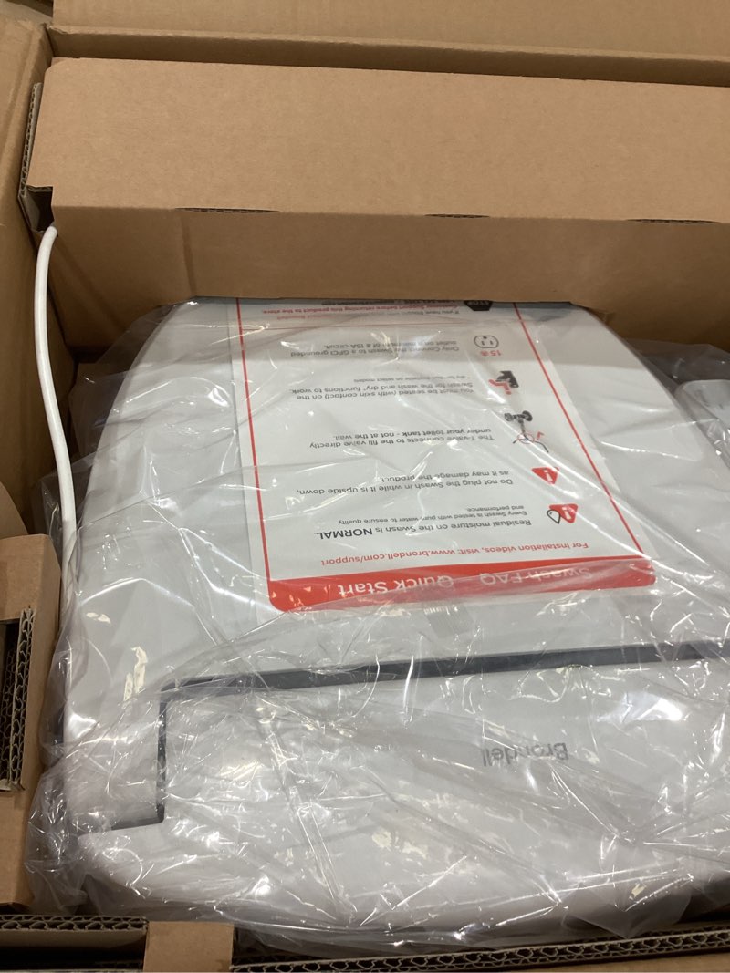 Condition photo showing New/Like New for brondell se400-rw swash se400 electric bidet toilet seat with heated seat, oscillating stainless steel nozzle, warm air dryer, night light, gentle close lid, white side arm control, round white side arm control round