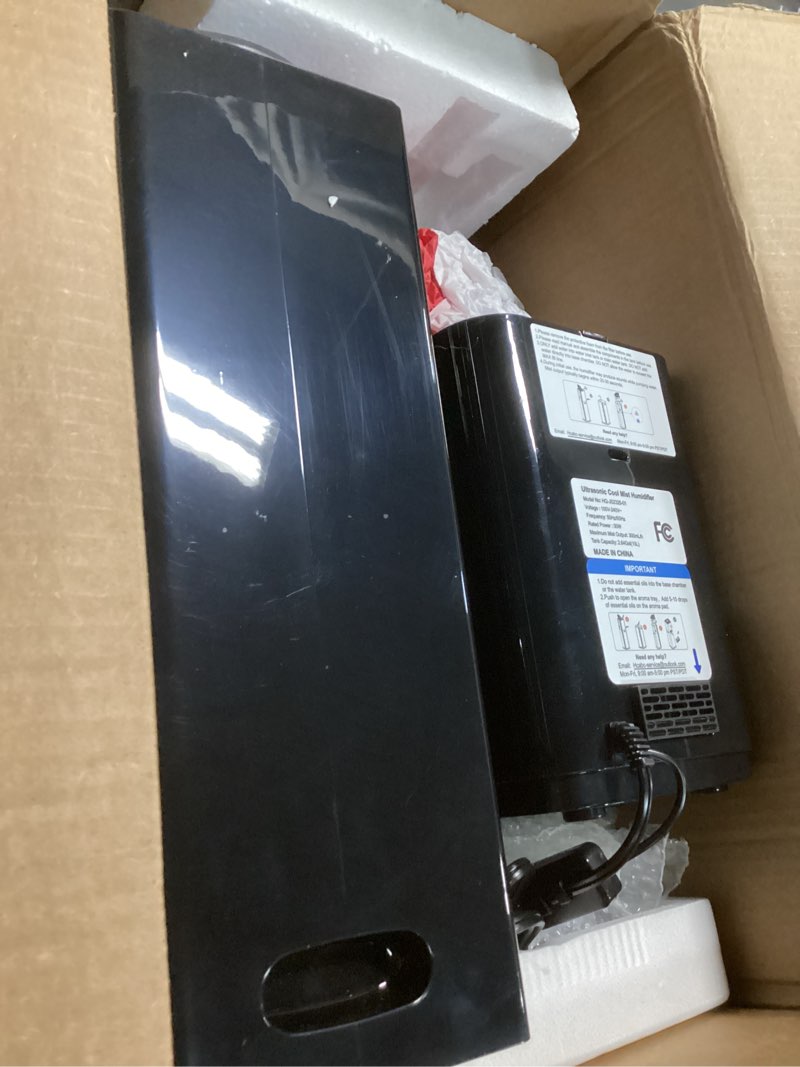 Condition photo showing As Is for 10L/2.64Gal Humidifier, Top Fill Quiet Ultrasonic Cool Mist Humidifiers for Bedroom, Covers 550ft², 60H Runtime, 24H Timer, 3 Mist Modes Humidifier Large Room, Home, Office, Plants, Black