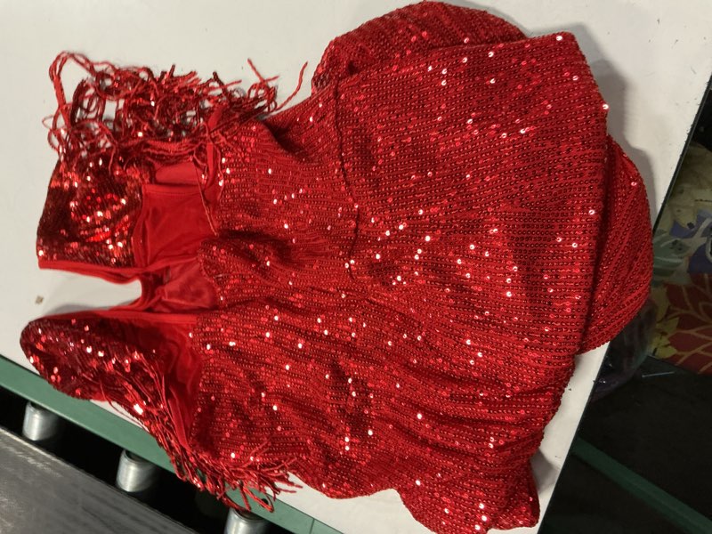 Condition photo showing Good Condition for verwin sequins fashion sleeveless oblique collar mermaid women's maxi dress bodycon dress party dress xx-large red