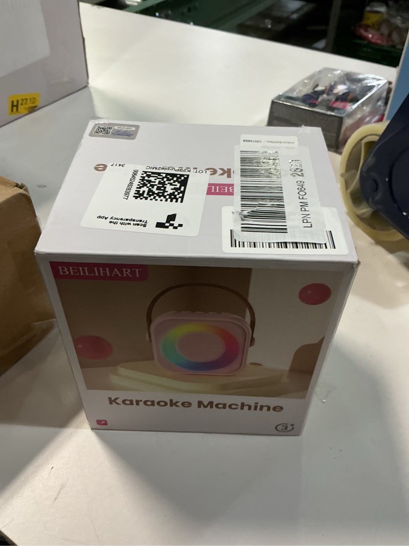 Condition photo showing New/Like New for Karaoke Machine for Kids Adults, Karaoke Toys Gifts for Girls Boys, Portable Bluetooth Speaker with Wireless Microphone, Birthday Gifts for Girls Boys Ages 4, 5, 6, 7, 8, 9, 10, 12+ Years Old Purple 2 Mics