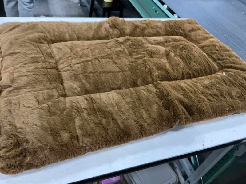 Condition photo showing As Is for Dog Beds Crate Pad for Medium/Large Dogs Ultra Soft Dog Crate Bed Washable & Anti-Slip Kennel Pad for Dogs Cozy Sleeping Mat,Brown 36inch 36.0"L x 23.0"W x 1.0"Th brown