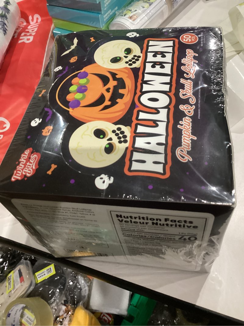 Condition photo showing New/Like New for 50 Pack Halloween Lollipops - Individually Wrapped Pumpkin And Skull Suckers – Strawberry And Tutti Frutti Delicious Candys - Bulk Candy’s Great Use, For Kids, Party Favor, Classrooms, Goodie Bags Halloween 50 pack