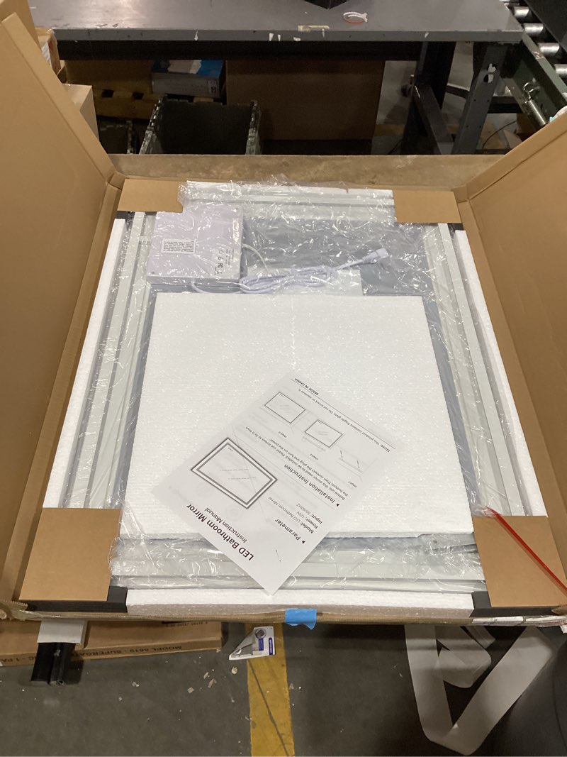 Condition photo showing New/Like New for wissmiels 24"x32" led bathroom mirror with lights, anti-fog, backlit + front lit, dimmable, led vanity mirror for wall, lighted bathroom mirror, 3 colors, shatter-proof tempered glass white 24"l x 32"w