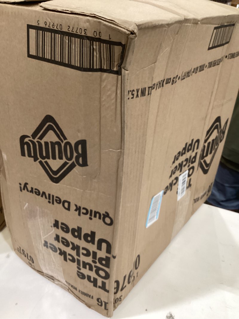 Condition photo showing New/Like New for bounty paper towels quick size, white, 16 family rolls = 40 regular rolls family 16 rolls (107 sheets each)
