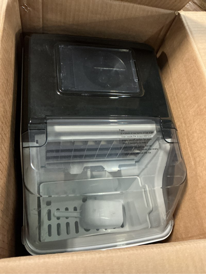 Condition photo showing As Is for euhomy ice cube maker machine countertop, 2 ways to add water, 45lbs/day 24 pcs ready in 13 mins, self-cleaning portable compact, with ice scoop & basket, perfect for home/kitchen/office/bar