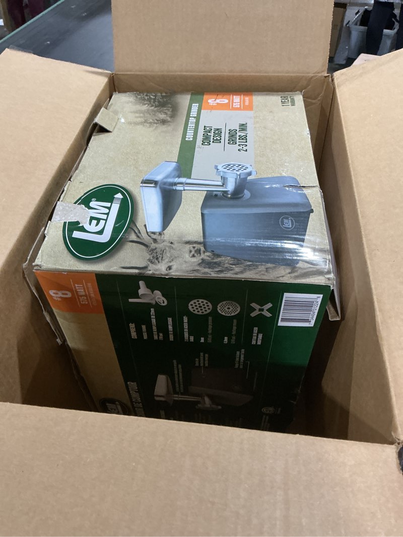 Condition photo showing Good Condition for LEM Products #8 Countertop Meat Grinder, 575 Watt Aluminum Electric Meat Grinder Machine, Ideal for Occasional Use