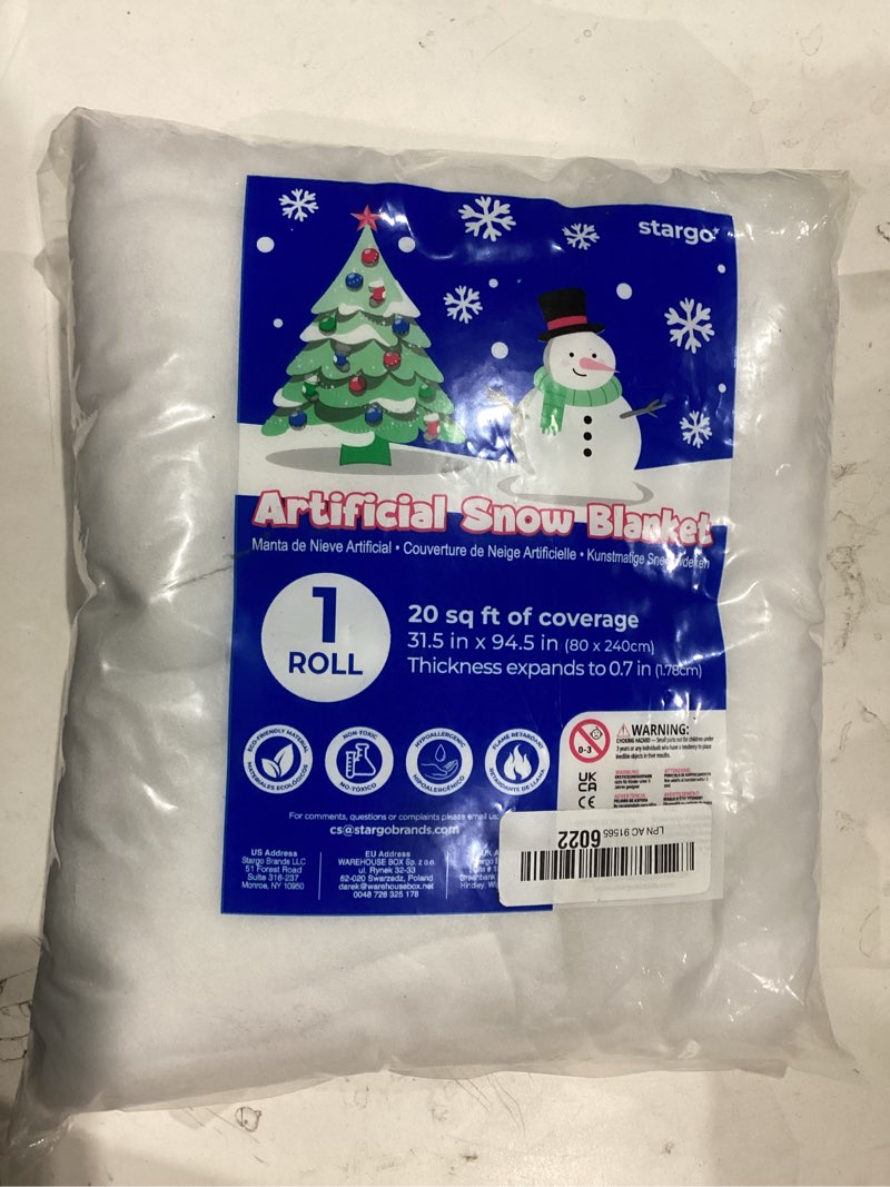 Condition photo showing New/Like New for JOYIN Christmas Snow Blanket Roll (3x8 Ft,1 Pcs) for Christmas Decoration,Thick White Soft and Artificial Snow Blankets for Under The Xmas Tree Xmas Decor, Holiday and Winter Village Displays 3 Ftx8 Ft 1