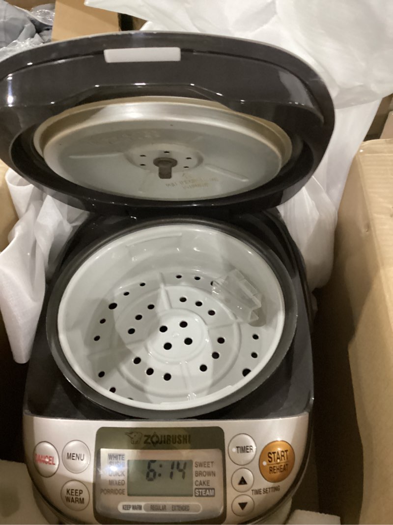 Condition photo showing As Is for not tested ****zojirushi ns-tsc10 5-1/2-cup (uncooked) micom rice cooker and warmer, 1.0-liter 5.5 cups rice cooker