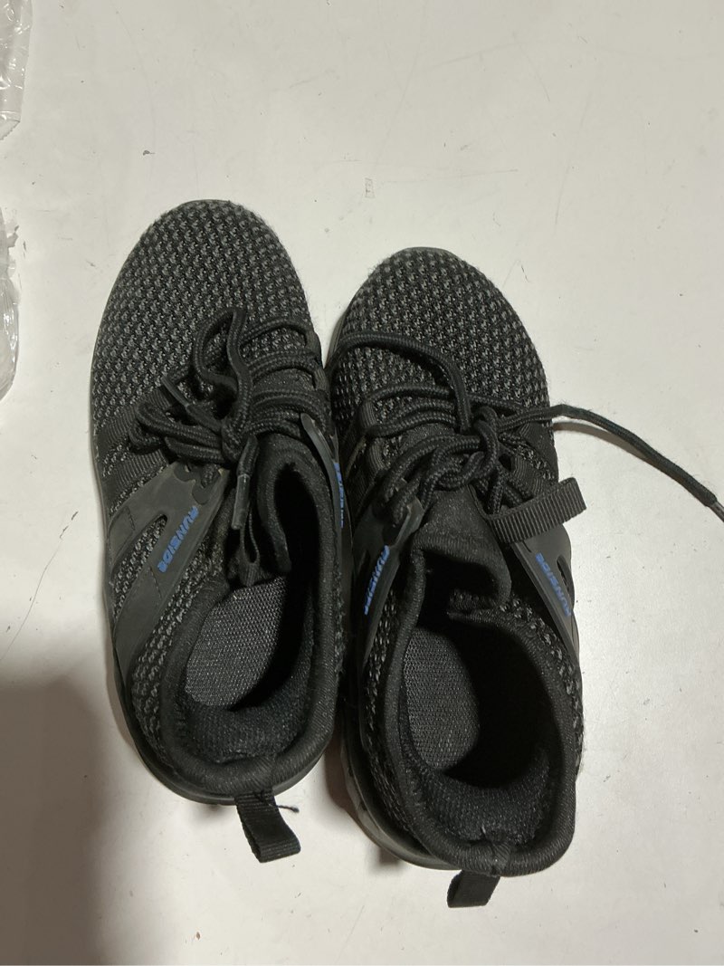 Condition photo showing As Is for runside boys girls tennis shoes kids lightweight breathable sneakers lace-up running athletic shoes for toddler/little kid/big kid 12 little kid black