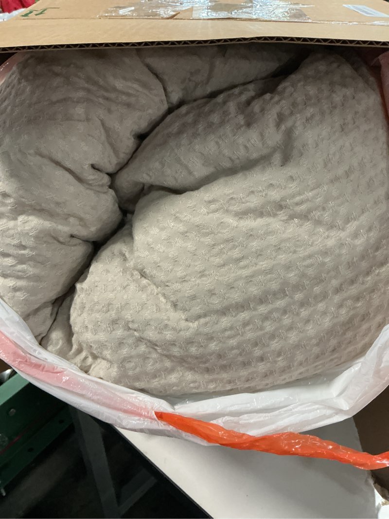 Condition photo showing As Is for Bedsure Waffle Comforter Set King, Soft and Breathable Linen Bedding Comforter Set, 3 Pieces, 1 Waffle Weave Comforter (104"x90") and 2 Pillowcases (20"x36") King 02 - Linen