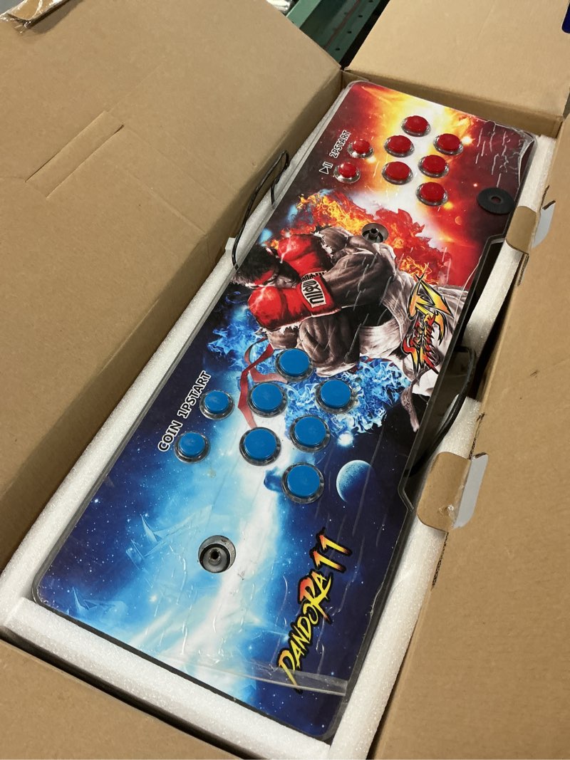 Condition photo showing As Is for pandora's box 11 arcade game console, 30000 games, 3d support, upgraded cpu, 4-player, favorite list (blue) street fighter blaze dragon