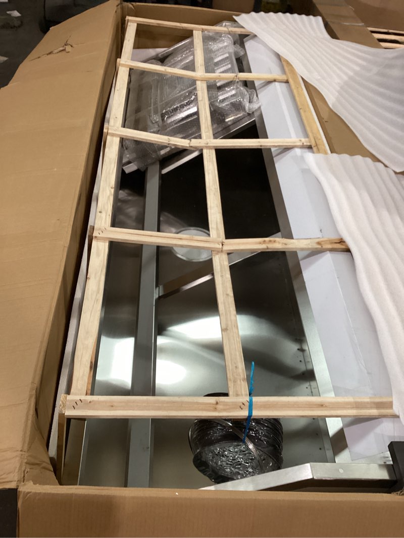 Condition photo showing New/Like New for garvee 8ft commercial exhaust hood, 201 stainless steel rust resistant vent hood with 4 detachable u-shaped oil filter mesh, commercial grade for kitchen/restaurant/food truck/concession stand