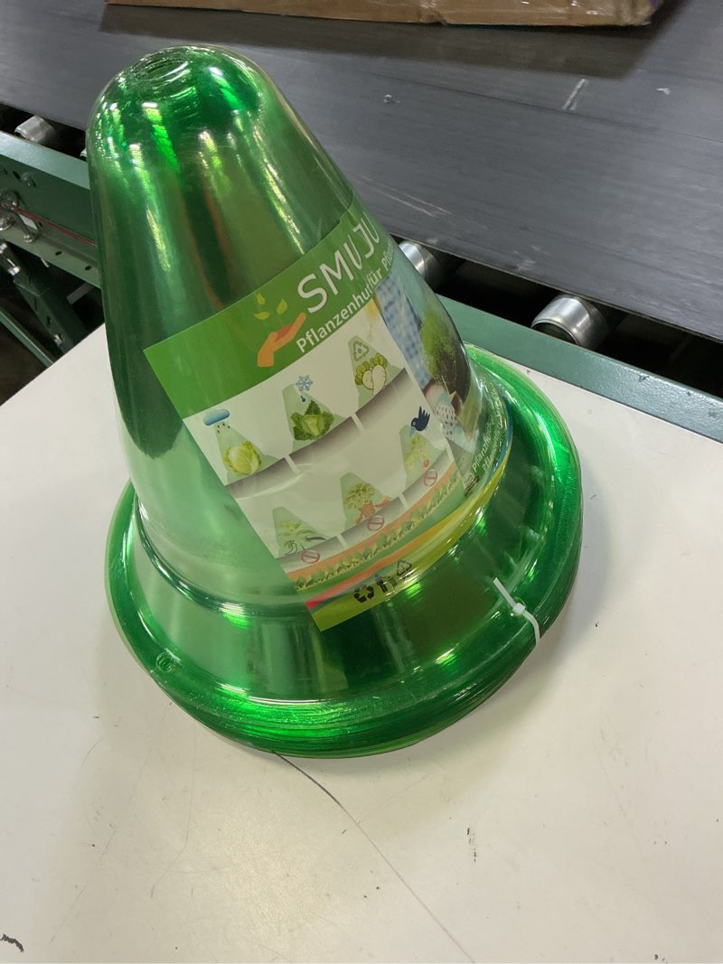 Condition photo showing New/Like New for ?30 pieces? garden cloches for plants, large plant covers plant protectors transparent bell jar cloches to protect plants from birds, slugs, frost, freeze weather, 10.6" d x 9.5" h, green (30pcs(big)) large 30 pieces