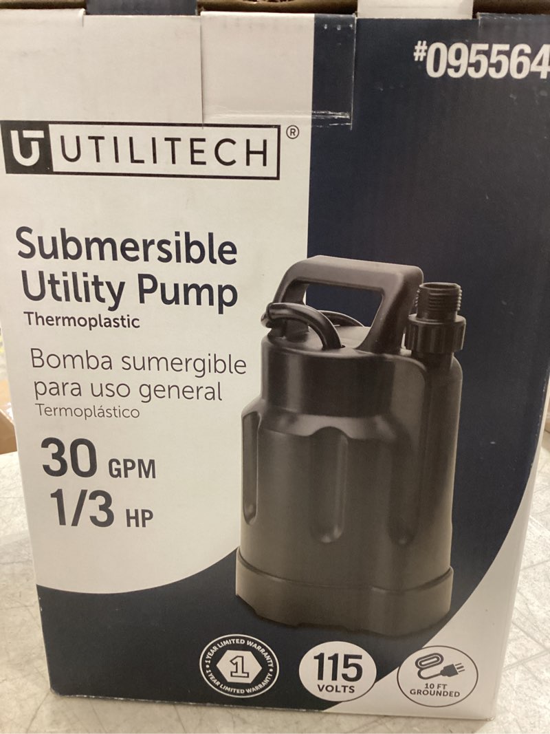 utilitech sw1110c 1/3-hp 115-volt thermoplastic submersible utility pump new 