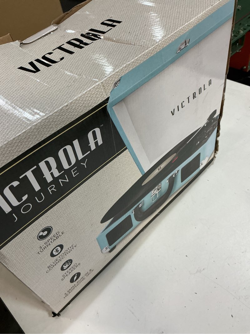 Condition photo showing Good Condition for Victrola Journey Bluetooth Portable Suitcase Record Player – with Built-in Speakers, 3 Speed Vinyl Record Player, RCA Out, Headphone Jack (Turquoise)