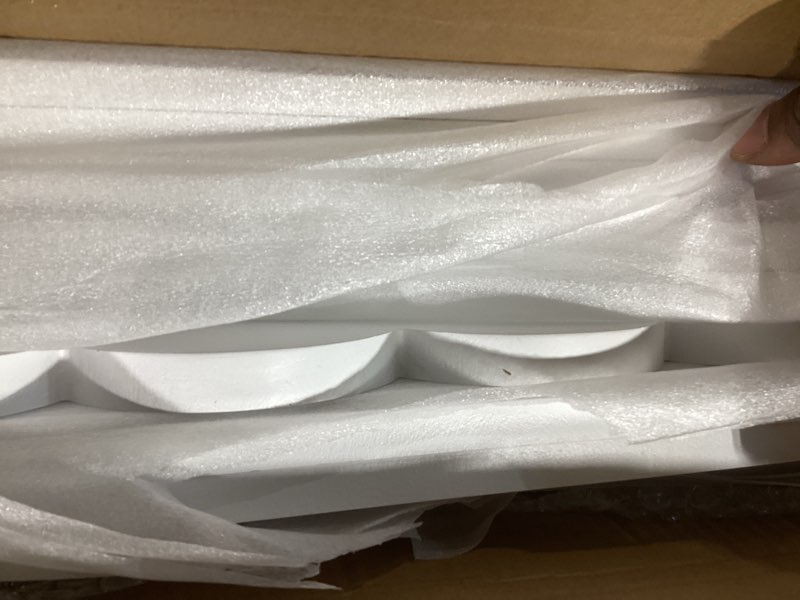 Condition photo showing Good Condition for nursery book shelves, set of 4 floating book shelves, scalloped wall bookshelf for bedroom, white decor for nursery, baby, toddler room