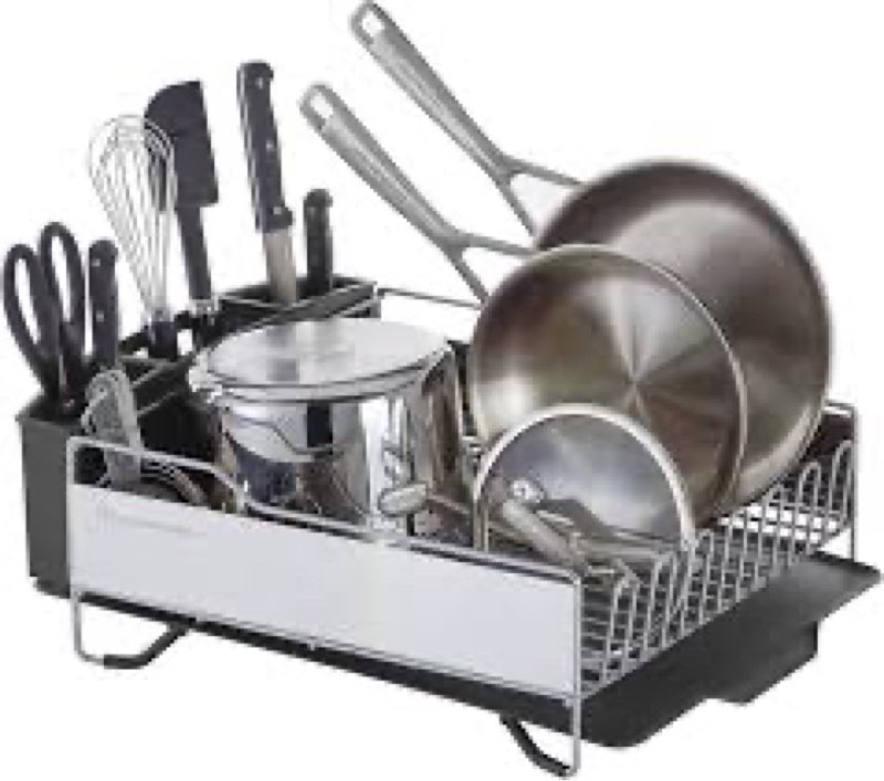 kitchenaid large capacity full size rust resistant dish rack with angled drain board and removable f