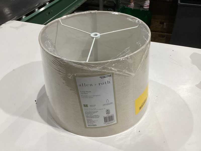 Condition photo showing Good Condition for similar. go&so oatmeal linen drum lamp shades -11\" top x 13\" bottom x 10\" high (spider) -farmhouse style lampshades for table lamps & bedside lamps - replacement lamp shade for living room decor -easy assembly