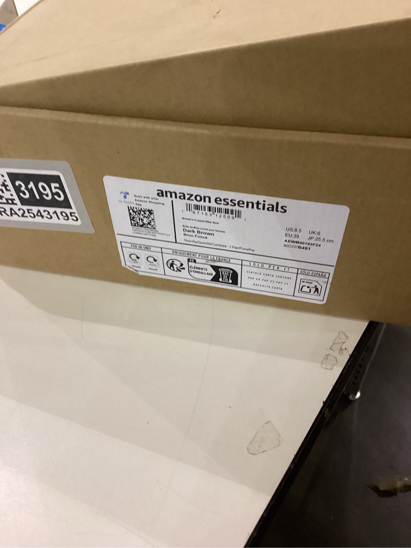 Condition photo showing As Is for Amazon Essentials Women's Mid Calf Cropped Biker Boot 8.5 Dark Brown