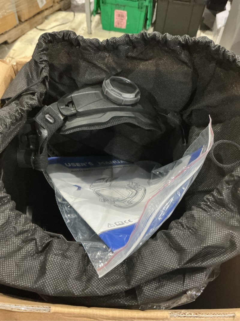 Condition photo showing As Is for andeli welding helmet with 4 led light, panoramic large viewing screen 3.94"x3.74" true color auto darkening welding helmet, 6 arc sensor 4/5-9/9-13 type-c charging monerrc-led-pro