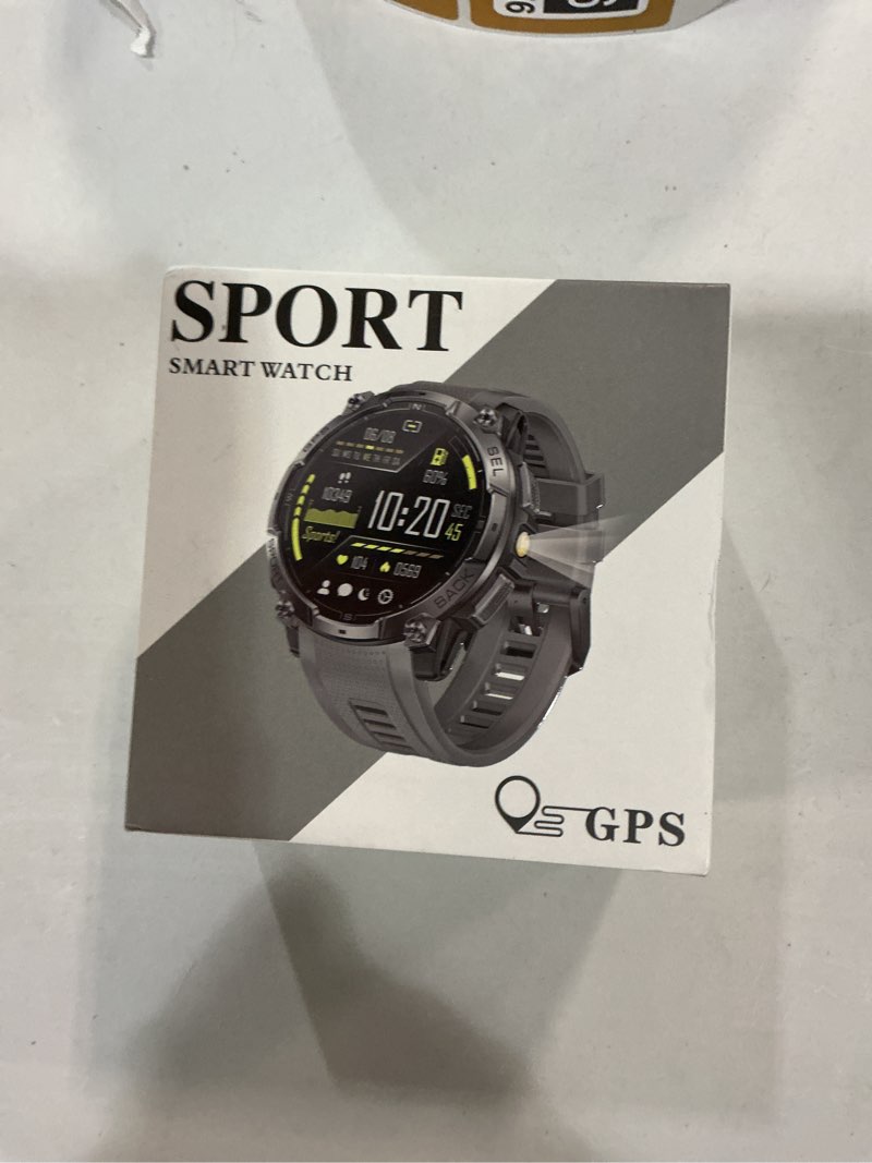 Condition photo showing New/Like New for military smart watch for men with gps, 1.43" amoled bluetooth call, led flashlight, rugged tactical watch for android ios, 3atm waterproof fitness tracker with heart rate pedometer (black)