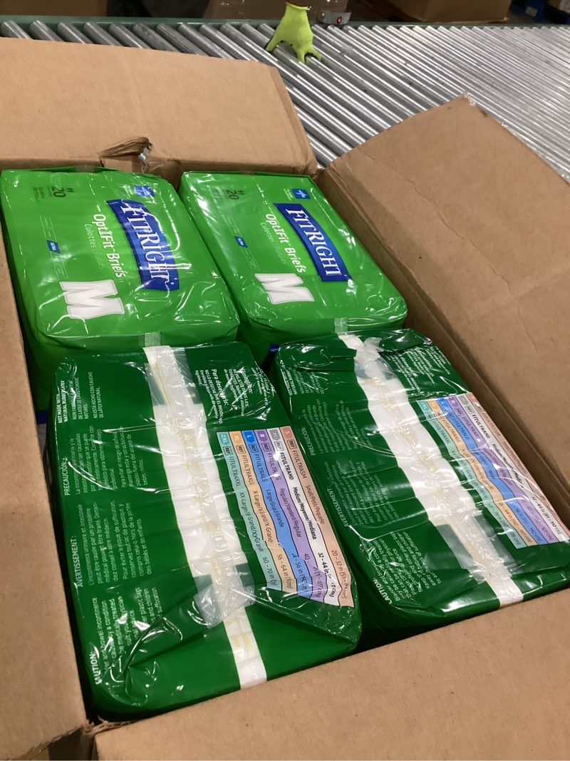 Condition photo showing New/Like New for FitRight Adult Diapers, Ultra Heavy Absorbency, M (Waist Size 32in-44in), 80 Count, OptiFit Incontinence Briefs for Men and Women, Disposable, Moisture-Wicking, Leak Protection,
