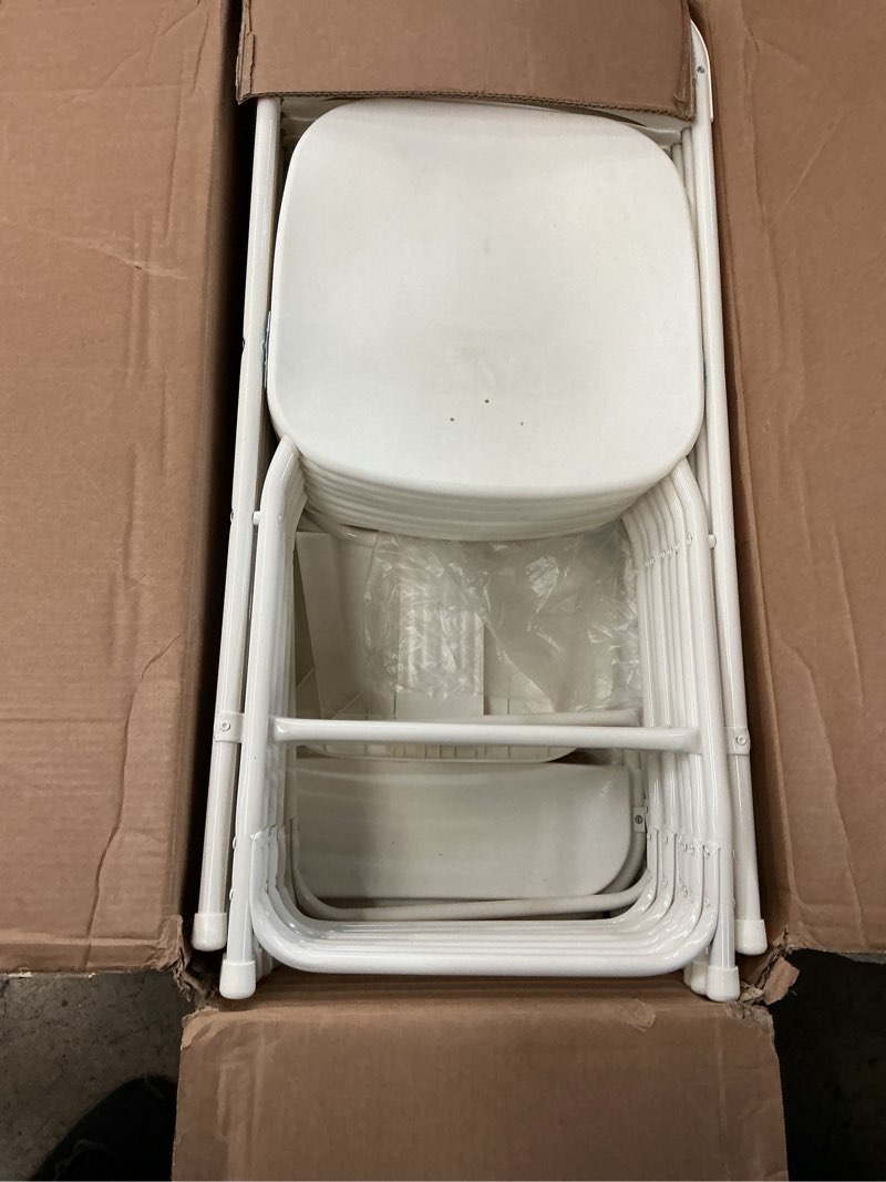 Condition photo showing Good Condition for DUMOS Folding Chairs Sets of 8, 330lbs Capacity Plastic Stackable Home Office Chair, Portable Fold Up for Indoor Outdoor, Patio, Camping, Garden, Party (White) Plastic White 8