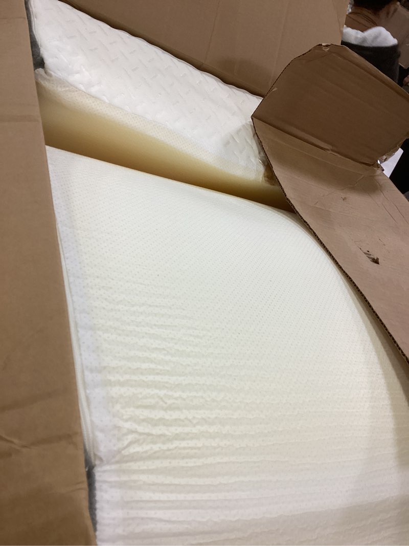 Condition photo showing As Is for 4PCS Orthopedic Bed Wedge Pillow Set for Sleeping, Post Surgery Foam Support Pillows for Back, Neck and Leg Pain Relief, Adjustable Triangle Pillow – Acid Reflux, GERD & Snoring Recovery, White Grey White Grey 4 Piece Set