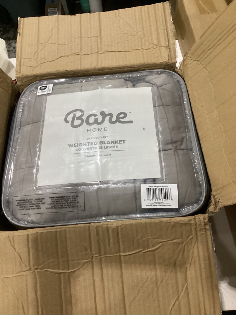 Condition photo showing Good Condition for bare home weighted blanket for adults 30lb (87" x 80") - all-natural 100% cotton - premium heavy blanket nontoxic glass beads (light grey, 87"x80") 80" x 87" 30 lbs 04 - cotton light grey