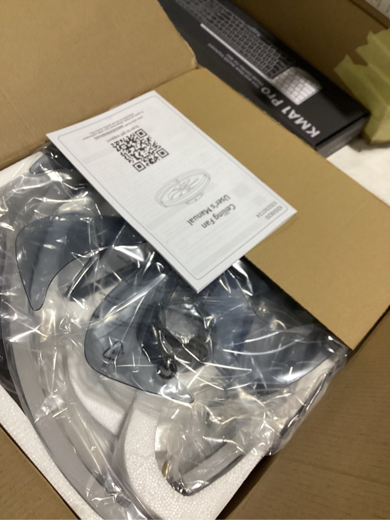 Condition photo showing Good Condition for ZMISHIBO Ceiling Fans with Lights and Remote, 19.7'' Low Profile Ceiling Fan, 3000-6000K Dimmable Modern Flush Mount LED Fan Light, 6 Wind Speeds, Black Fandelier Ceiling Fans for Bedroom Black 19.7 INCH