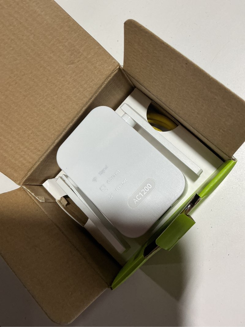 Condition photo showing As Is for ac1200mbps universal wifi to ethernet adapter, support extended wifi disabling functionality, 2.4g/5g wireless bridge w/ rj45 port for printer, smart tv, blu-ray player, playstation, dvr, etc.