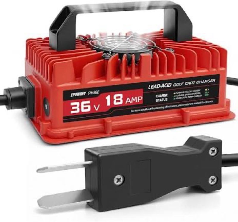 epowrey 18 amp 36 volt golf carts battery charger for ezgo & yamaha with crowfoot plug lead-acid for ezgo & yamaha