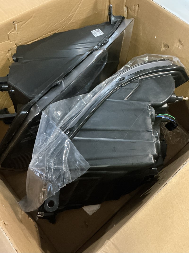 Condition photo showing Good Condition for headlights assembly for 2009-2018 dodge ram 1500/2010-2018 dodge ram 2500/3500 quad and dual style black housing clear reflector replacement driver and passenger side pair c-black housing | clear reflector oe type