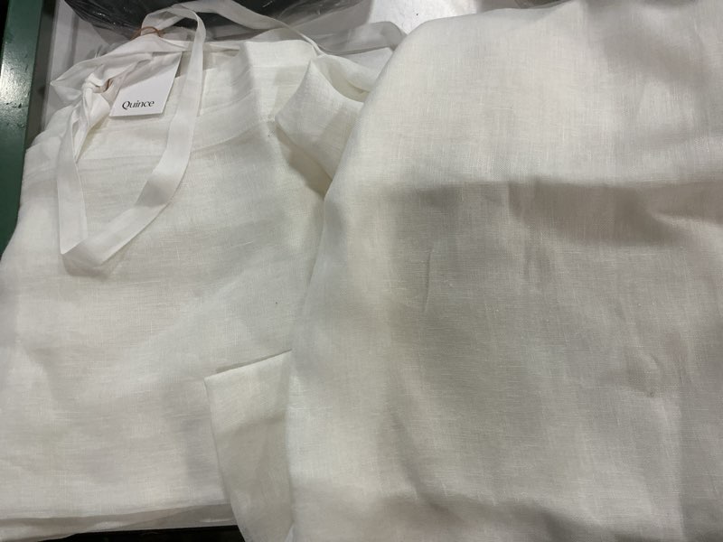 Condition photo showing Good Condition for quince, european linen curtain ,set of 2/48”x108/white