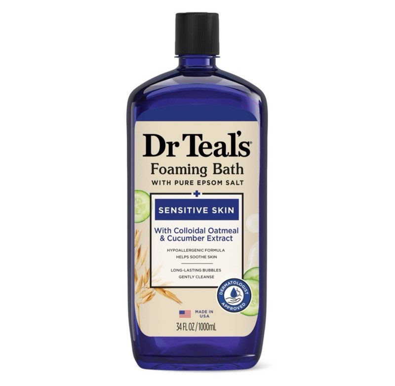 Case Pack Of 12))Dr Teal s Sensitive Skin Foaming Bath with Pure Epsom Salt  Oatmeal & Cucumber  34 fl oz