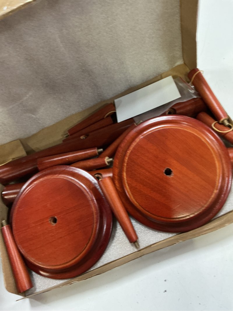 Condition photo showing As Is for mug tree set of 2 | 13.5"x7"x7", 6 hooks cup holder with thick rubberwood base, wooden coffee mug holder stand for countertop, kitchen table, cup organizer rack for mugs or utensils (brown)