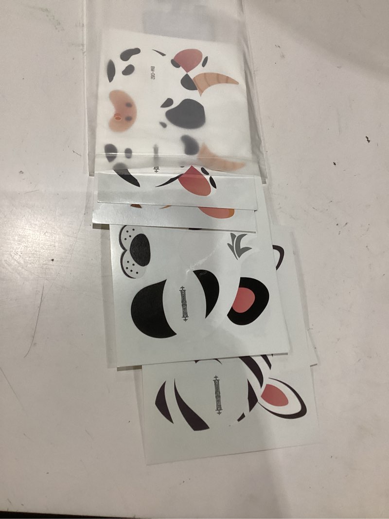 Condition photo showing Good Condition for konsait 20 sheets animal face tattoos for kids - tiger, spider, rabbit, butterfly designs for boys and girls, fake face paint tattoos halloween makeup stickers birthday party favors