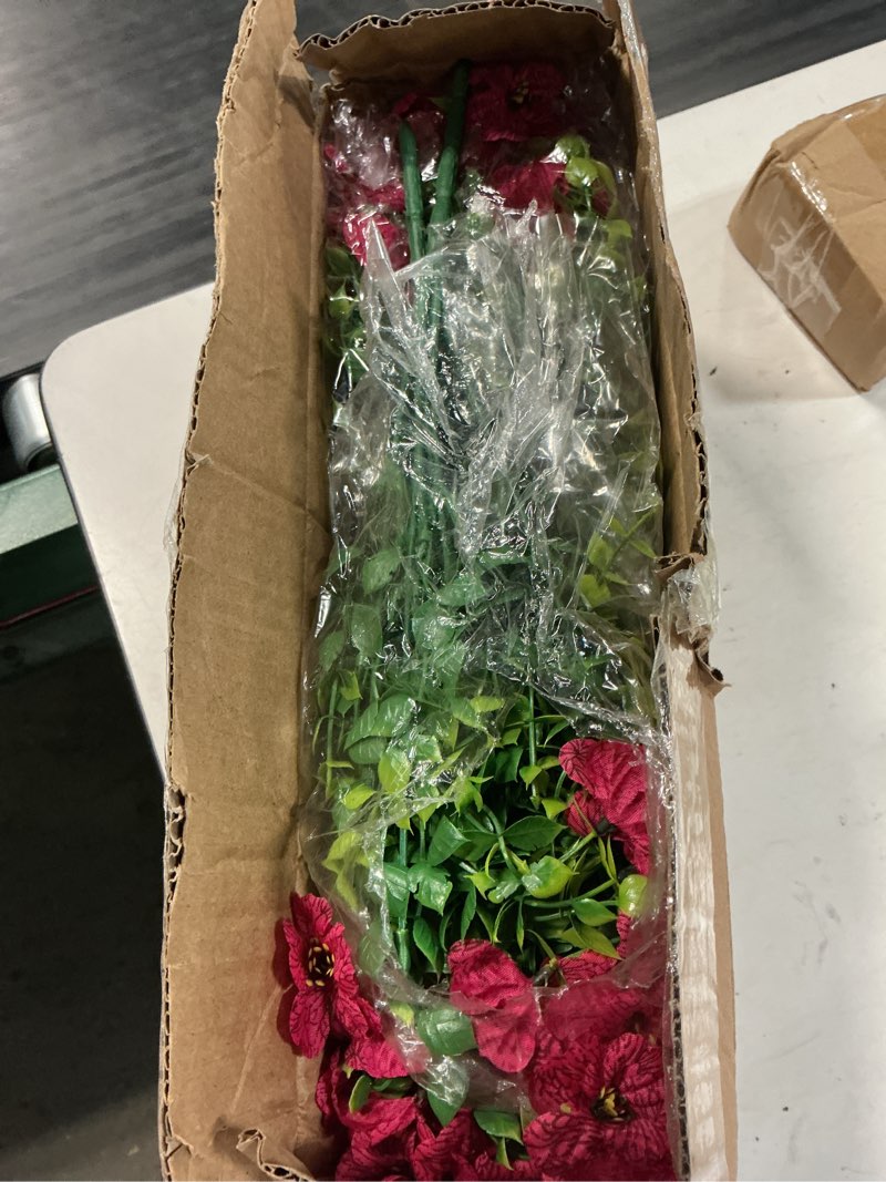 Condition photo showing New/Like New for artificial flowers fake plants for outdoors spring decoration, 13bundles silk realistic uv resistant faux flowers for outside planter porch yard patio garden home indoor, rose rose artificial flowers(13 pcs)