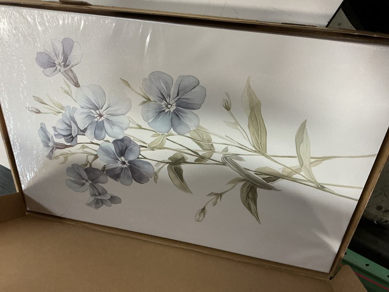 Condition photo showing Good Condition for PhexlyArt 3 Piece Blue Floral Canvas Wall Art Colorful Wildflower Wall Art Watercolor Blue Flower Pictures Wall Decor Modern Minimalist Botanical Art Prints for Living Room Bedroom Bathroom 6"x24"