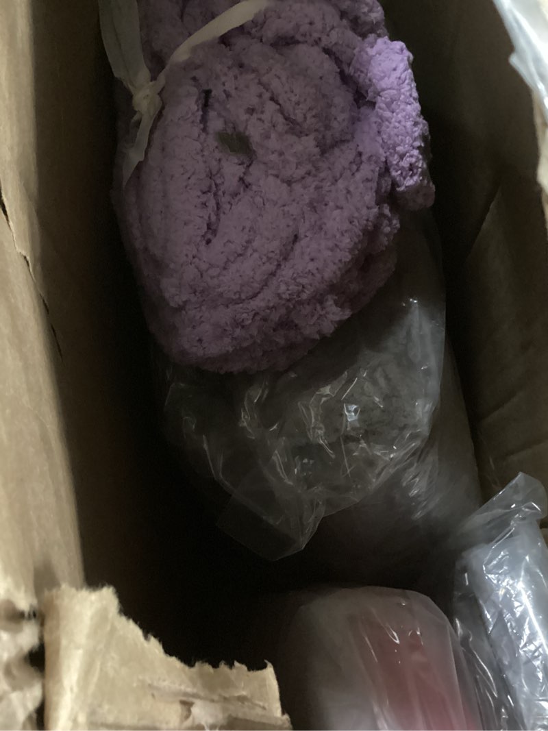 Condition photo showing As Is for HOMBYS 8 Pack Assorted Chunky Yarn for Crocheting,Super Bulky Large Soft Fluffy Yarn,Plush Fuzzy Yarn,Thick Chenille Yarn for Hand Knitting/Arm Knitting,4 Pink & 4 Purple(27yds,8 oz Each Skein) 4 Pink+4Purple 8 Pack