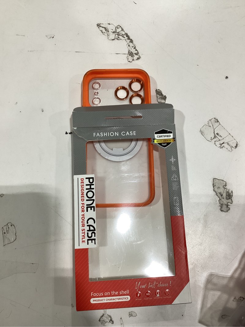 Condition photo showing As Is for Magnetic for iPhone 17 Pro Max Case Camera Control Button with Stand [Compatible with MagSafe] [360° Rotatable Ring Holder Kickstand] [Military Grade Protection] 17 ProMax Phone Case, Orange iPhone 17 Pro Max Orange