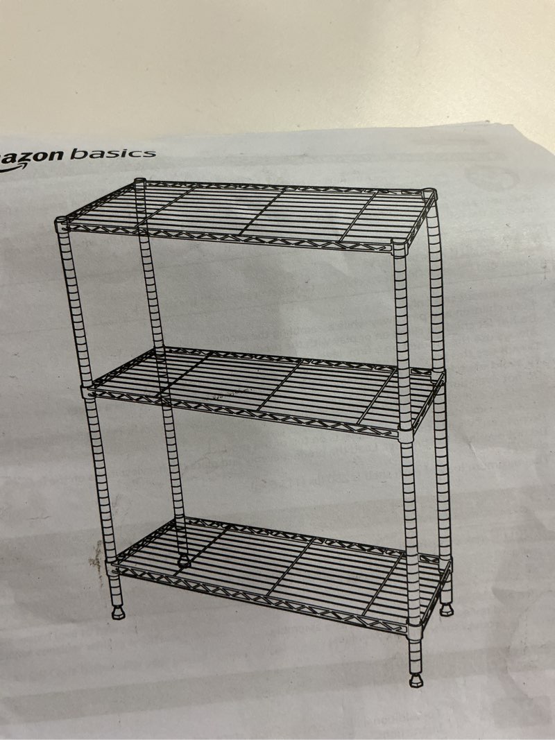 Condition photo showing Good Condition for Auslar 3-Shelf Storage Wire Shelves Heavy Duty 3 Tiers Standing Shelving Units Adjustable Metal Organizer Wire Rack, Chrome Chrome 3 Tier
