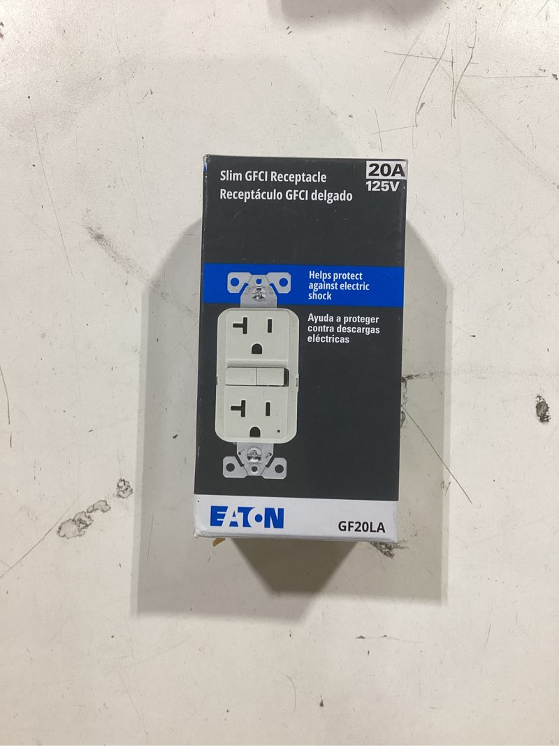 Condition photo showing As Is for Eaton 20 -Amp 125-volt GFCI Residential Decorator Outlet Receptacles , White