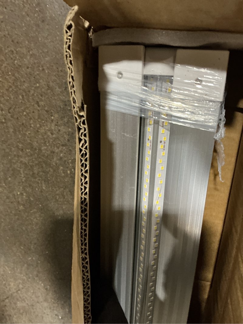 Condition photo showing As Is for possibly used 6 pack 100w 8ft led shop light, super bright 15000lm 5000k v shape 8' led shop lights, linkable 8 foot led shop lights for garage warehouse, supermarket, basement, barn, storage area 8ft-100w-6apck