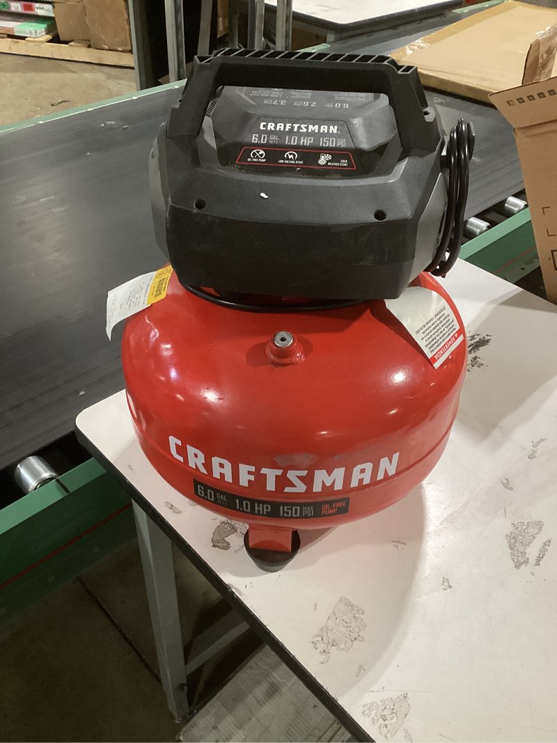 Condition photo showing As Is for CRAFTSMAN 6-Gallon Portable Electric 150 PSI Pancake Air Compressor