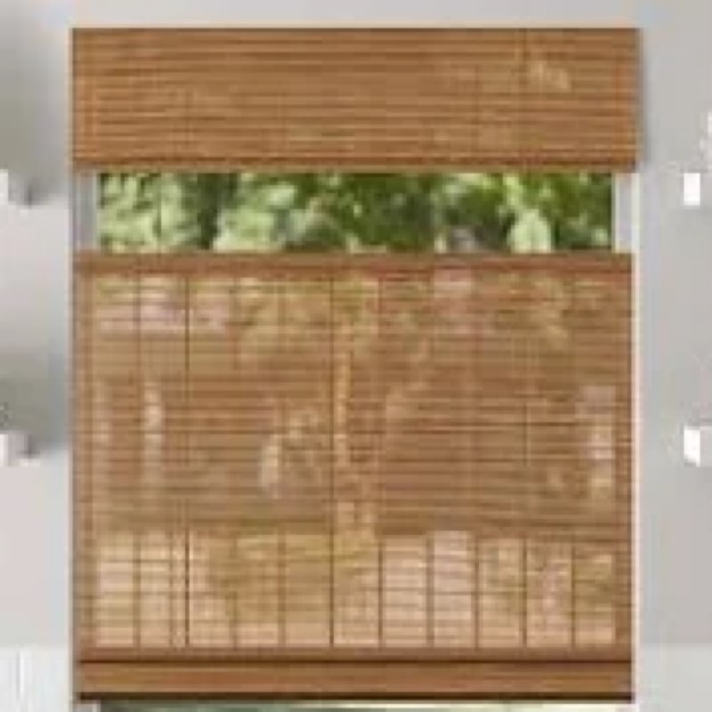LazBlinds No Tools No Drill Cordless Bamboo Roman Shades, Light Filtering Window Treatment, Roll Up 