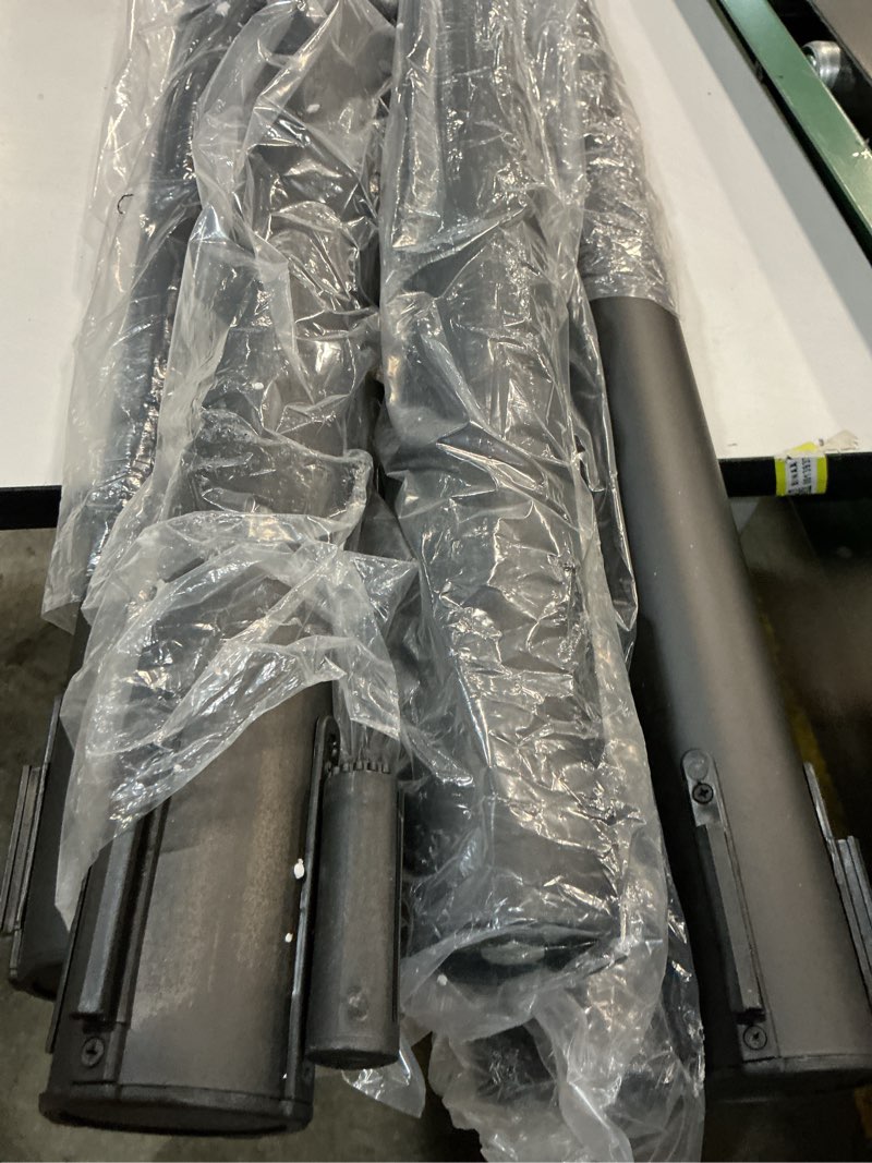 Condition photo showing As Is for VEVOR Crowd Control Stanchion Set, Stanchion Set with 6.6 ft/2 m Black Retractable Belt, Black Crowd Control Barrier w/Concrete and Solid Metal Base - Easy Connect Assembly (6) Concrete Metal Bottom Classic connector 6 Pcs