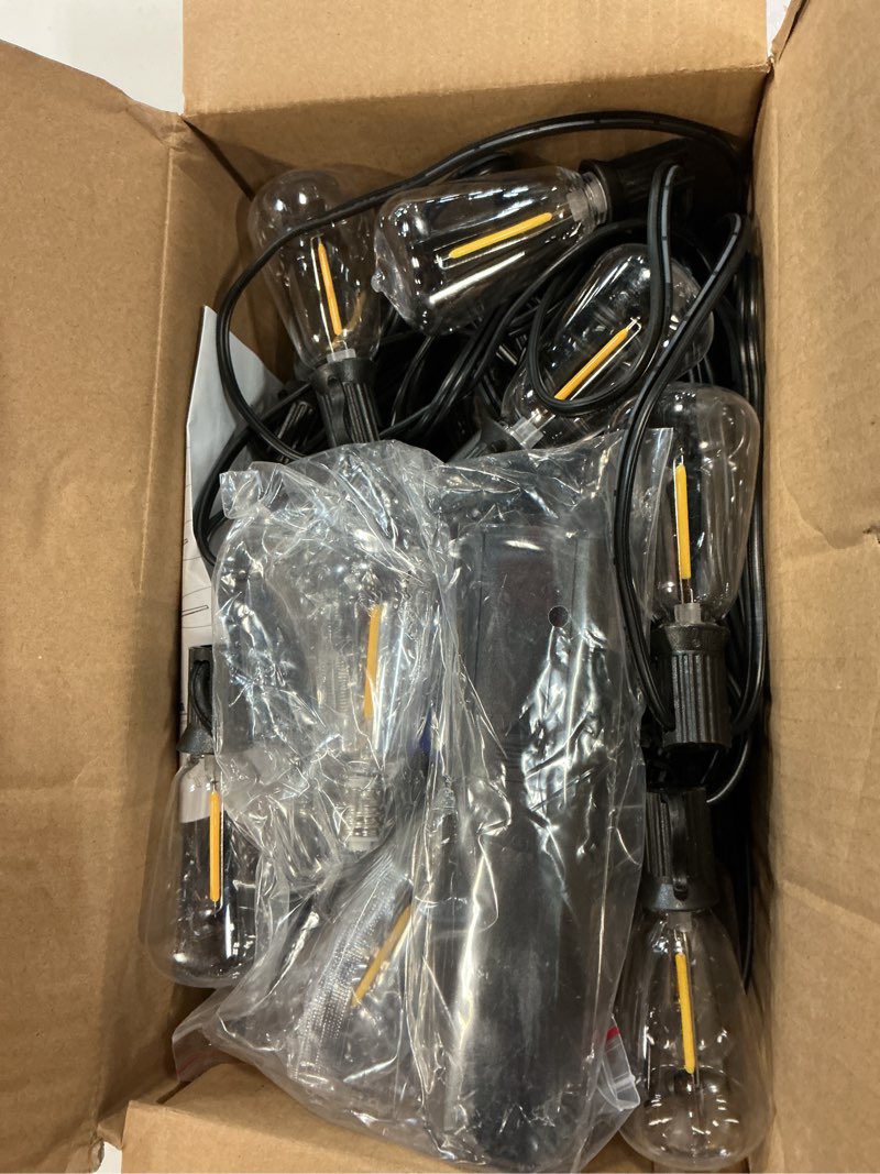 Condition photo showing Good Condition for addlon 100ft led outdoor string lights with remote waterproof patio lights with shatterproof st38 replaceable bulbs, dimmable outside hanging light connectable for porch, backyard 100ft(30 sockets)