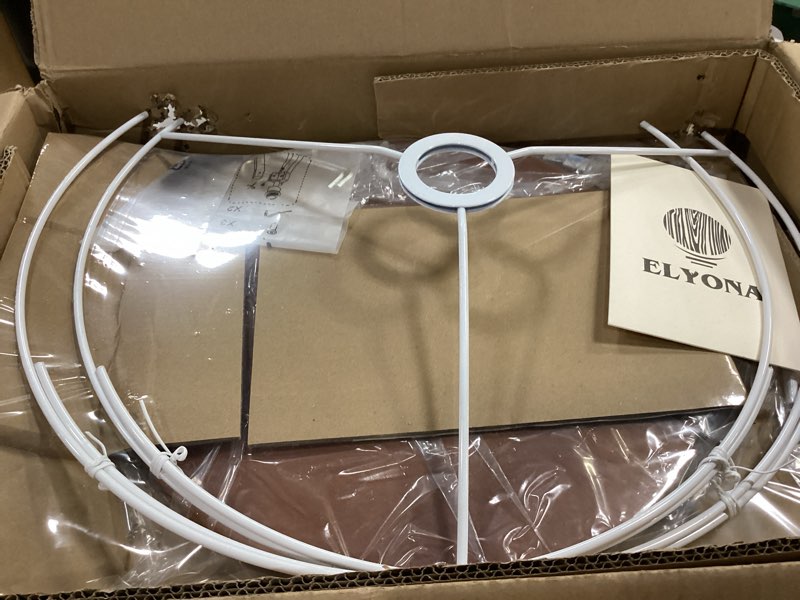 Condition photo showing Good Condition for ELYONA Mid Century Floor Lamp with 3 Color Temperatures LED Bulb, Modern Wood Tripod Table Reading Standing Light, Wooden Shelf Floor Lamp for Farmhouse Living Room Bedroom Office Linen Shade Brown Farmhouse, Modern, Industrial, Rustic, Retro, Vintage